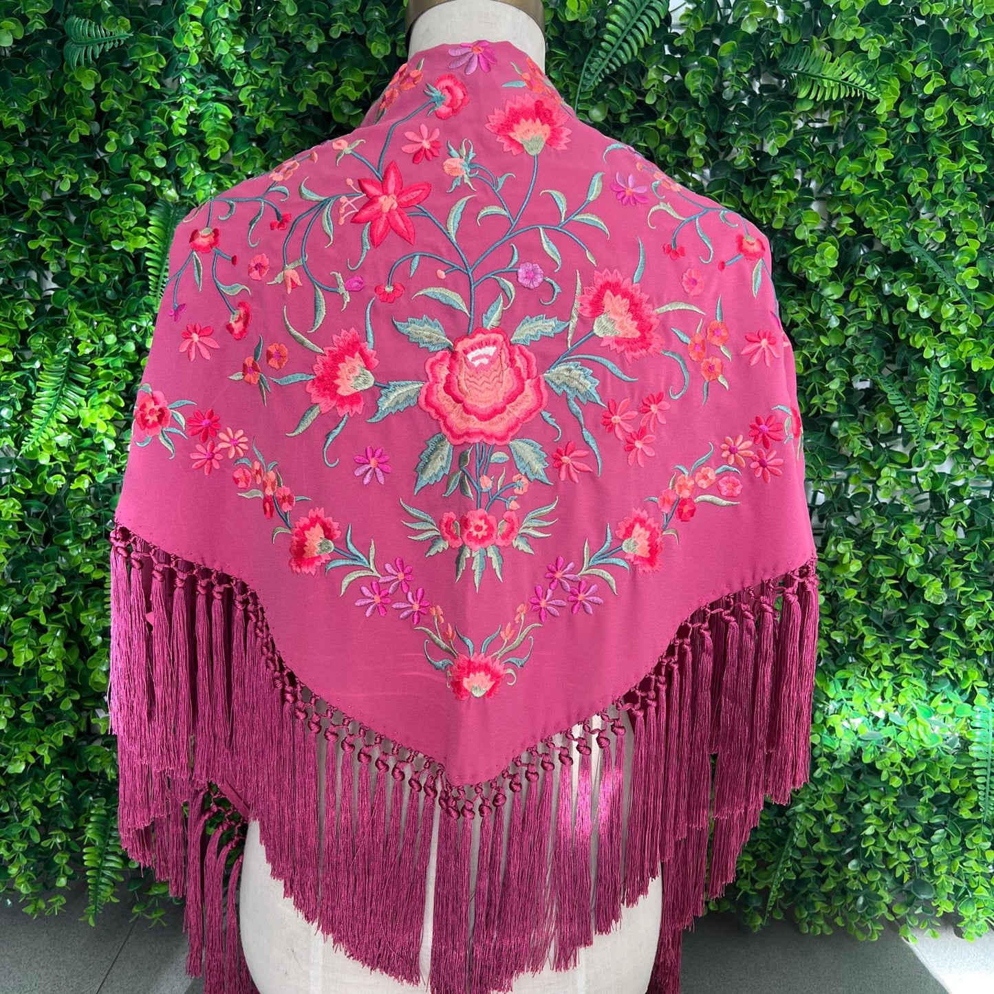 Mantón Claveles rosa antiguo