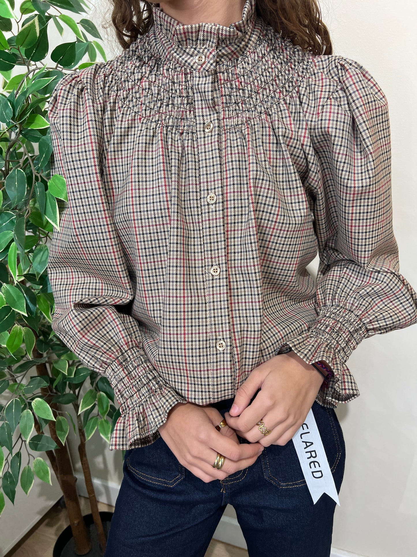 Camisa Talae beige-rojo