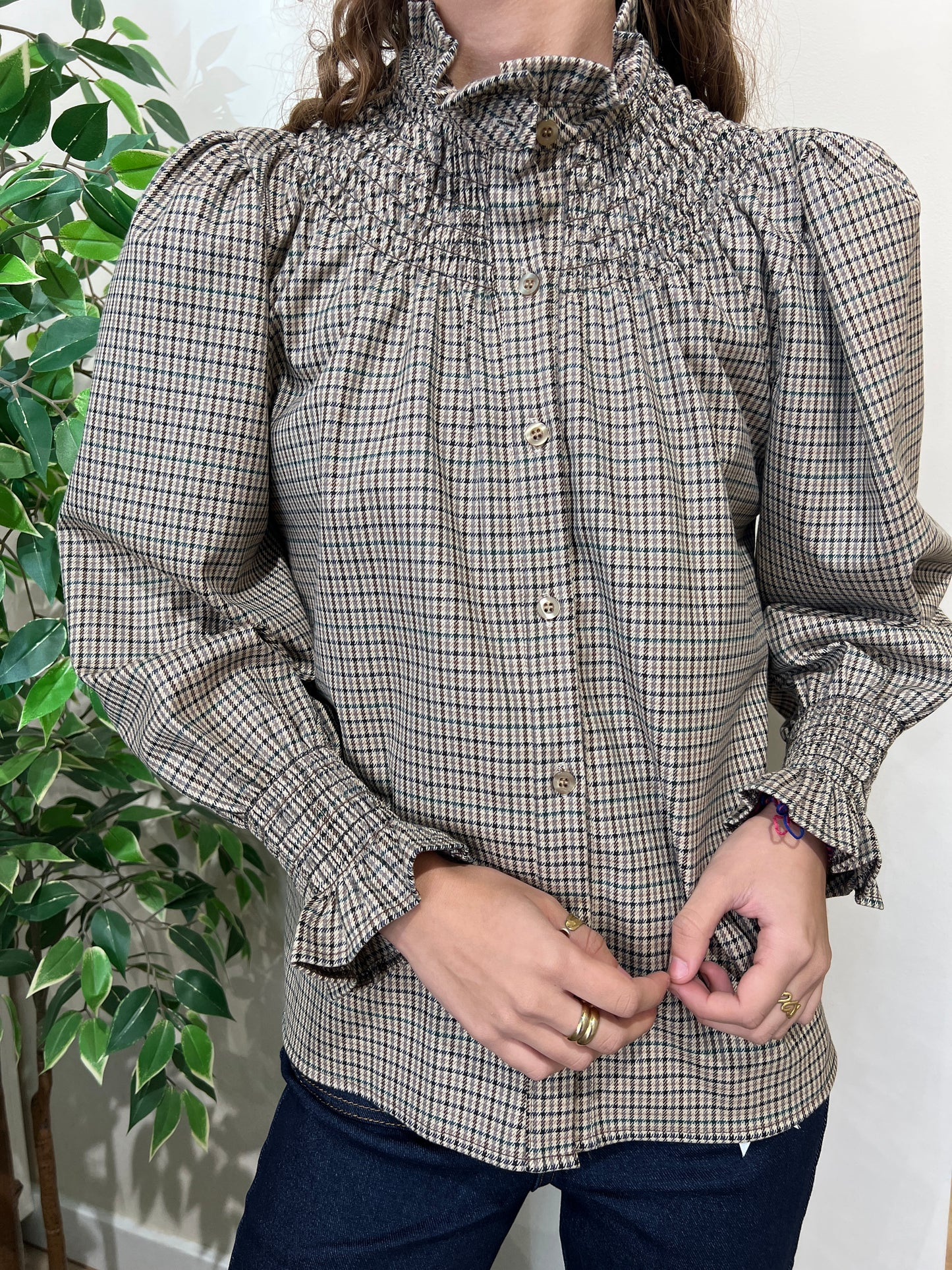 Camisa Talae beige-verde
