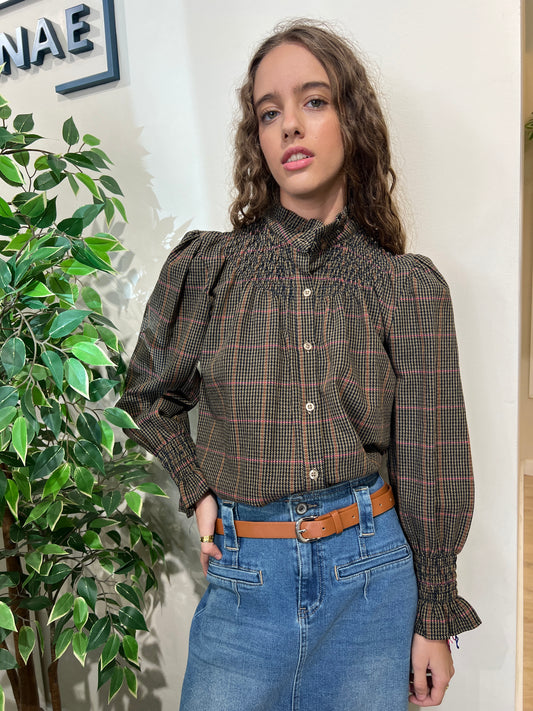 Camisa Talae marrón-rosa