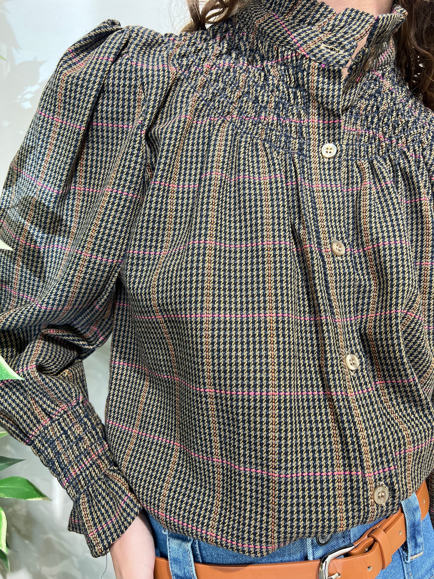 Camisa Talae marrón-rosa