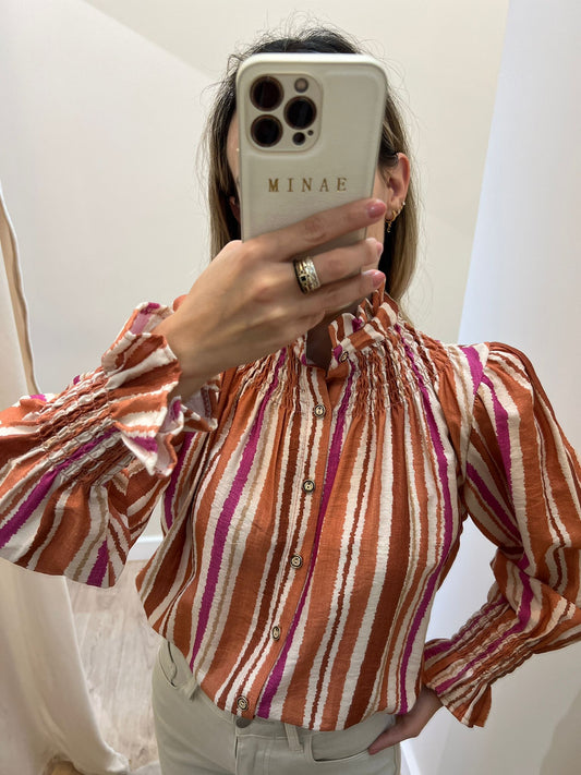 Blusa rayas naranja-rosa
