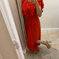 Vestido volantes coral
