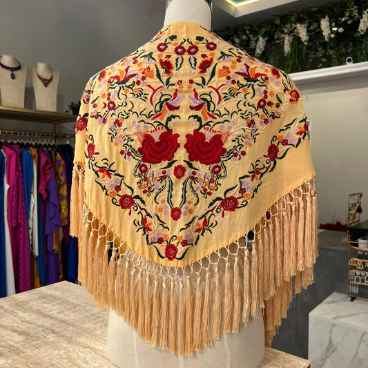 Mantón Romera amarillo claro