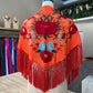 Mantón Colibrí coral con rojo