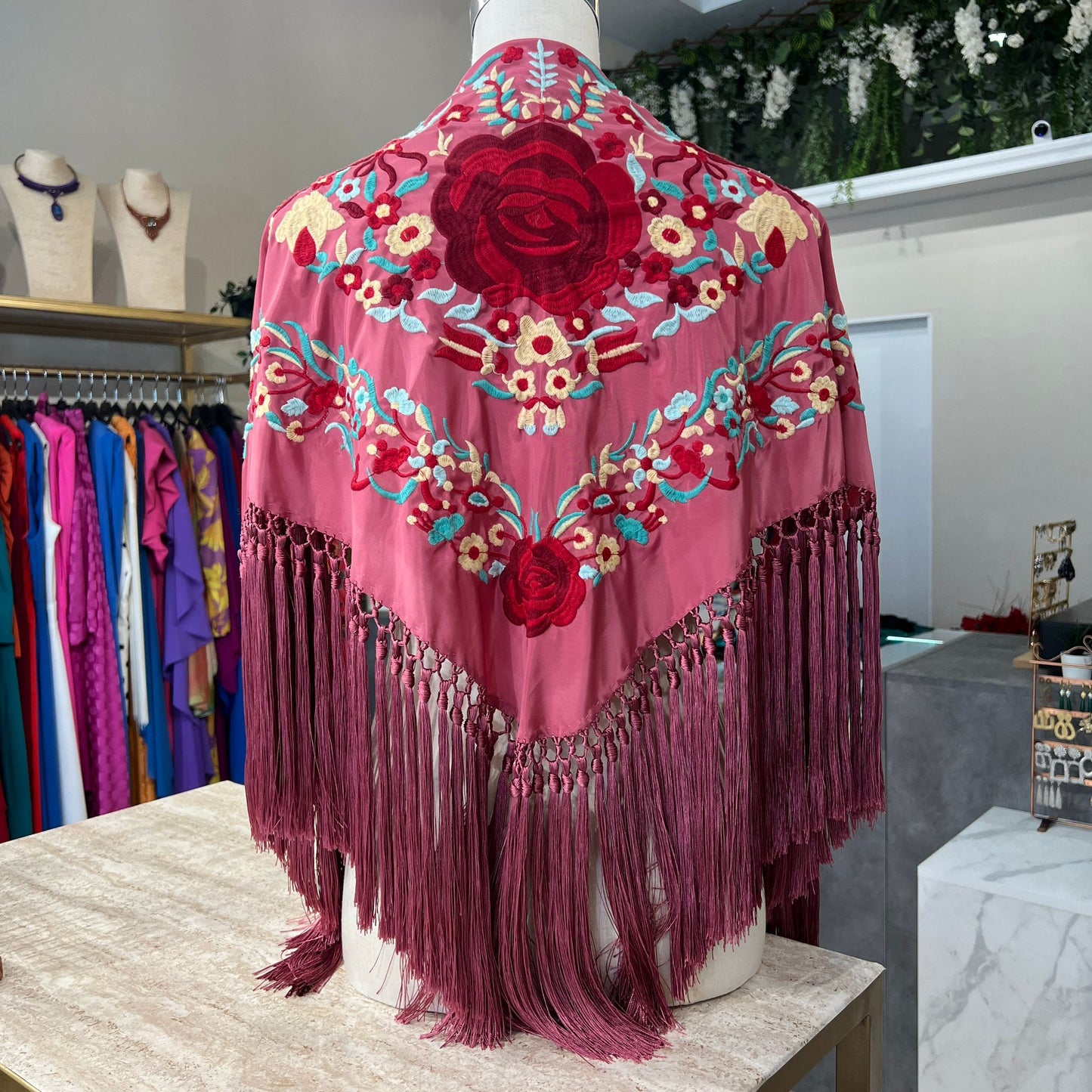 Mantón Minae rosa antiguo