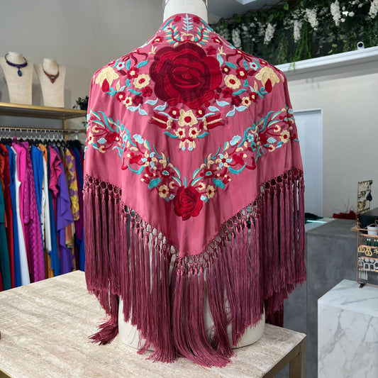 Mantón Minae rosa antiguo