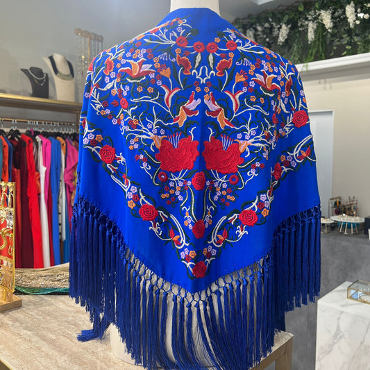 Mantón Romera azul eléctrico