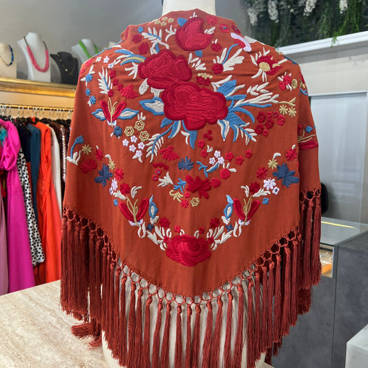 Mantón Cantiña teja