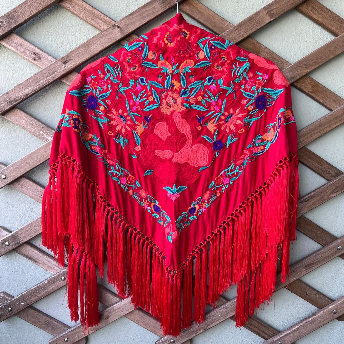 Mantón Bulería rojo