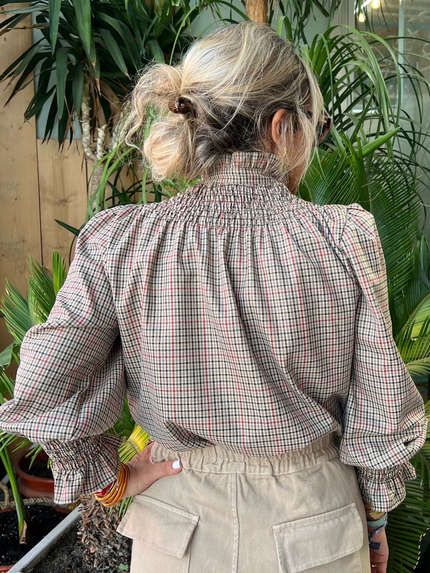 Camisa Talae beige-rojo